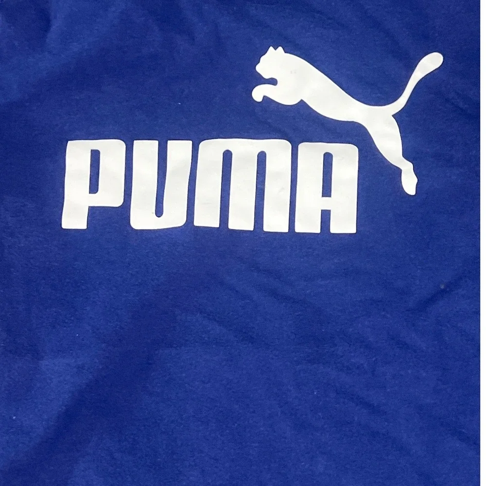 Puma Kids Blue White Short Sleeve Shirt Boys 4/5 Loungewear Athletic Sporty